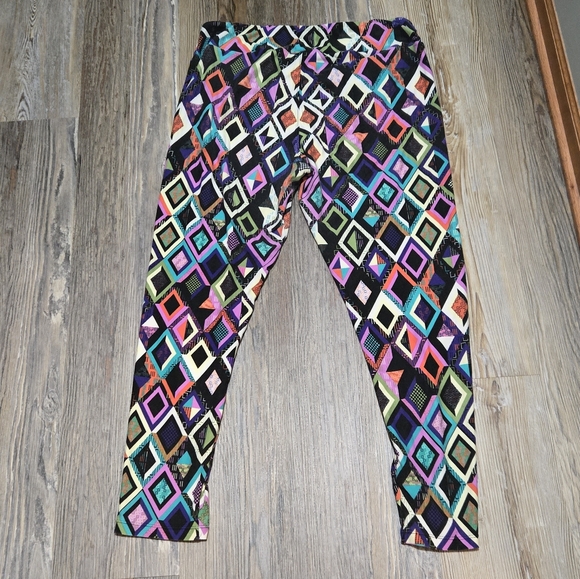 LuLaRoe Black and Purple Leggings Geometric Pattern - Picture 11 of 11